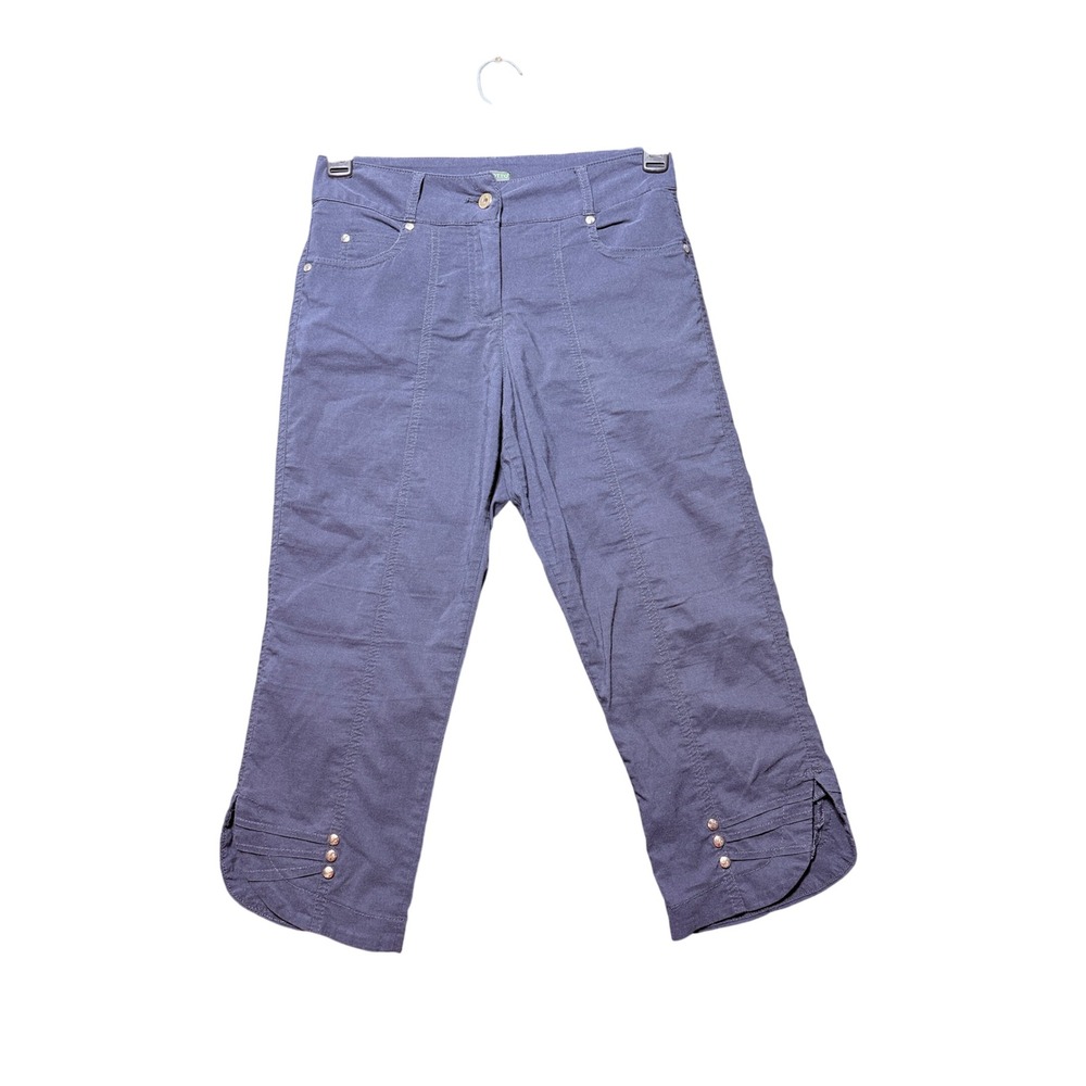 Tricotto Capri Pants Women 4 Blue Excellent Condition Embellished Hem